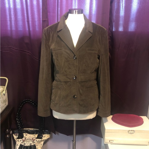 Lady Hathaway Velvet Cotton Button Blazer Jacket Chocolate Brown - Picture 2 of 10